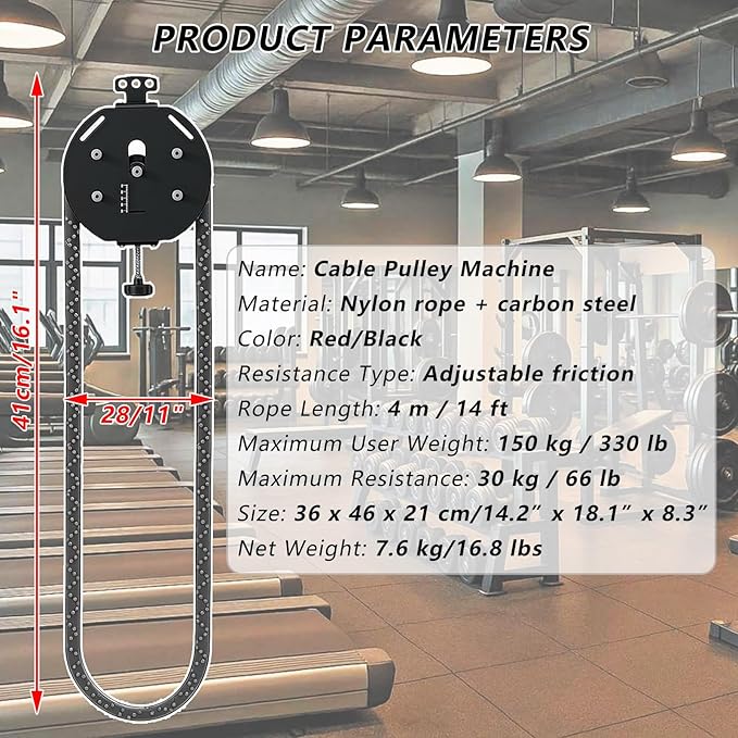 Endless Rope Trainer Machine,0-30kg Adjusted Resistance,Athletes Suspension Pulley Trainer,330lb Load Capacity,for Grip Arms Back and Core Strength