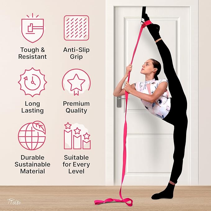 2-Pack Stretching Bands for Dancers – Premium Ballet Stretching Band & Door Anchor Strap for Flexibility – Dance Equipment for Splits, Yoga, Cheerleading, Gymnastics, and Pilates Training