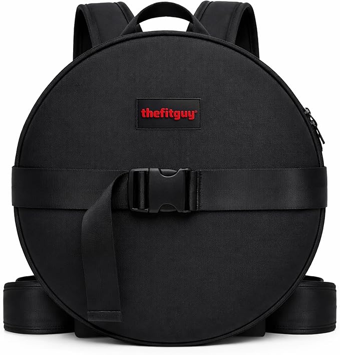 Weighted Backpack for Gym Weight Plate - for Pushups, Calf Raises, Squats, Wear on Back or Front, Fits Up to 17.5” Diameter, 2.5” Thick Plate, Padded Straps & Secure Buckles - For Home & Gym