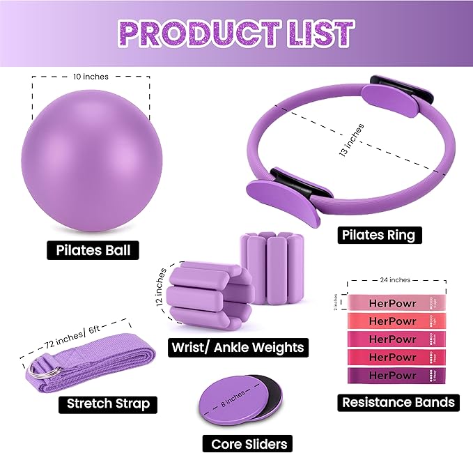 Pilates Kit with Weights, Pilates Kit with Ankle Wrist Weights, Pilates Set, at Home Pilates Kit, Pilates Sets for Women, Pilates Essential kit, Pilates Accessories, Pilates Workout Sets