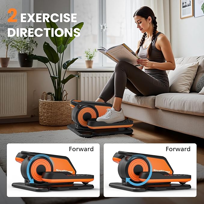 Under Desk Elliptical Machine, Quiet & Portable Electric Machine Seated Pedal Exerciser with Remote Control, Low-Impact Electric Leg Workout Machine with 12 Level Speeds Adjustable for Home Office