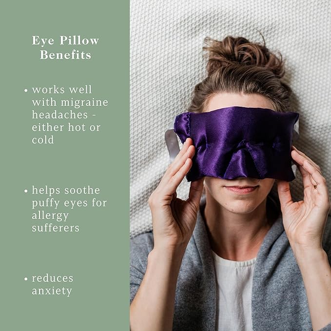 Victoria's Lavender Luxury Aromatherapy Lavender Eye Mask - Ideal for Hot or Cold Applications, Weighted Eye Compression, Meditation Silk Mask, Made in The USA (Colors May Vary)