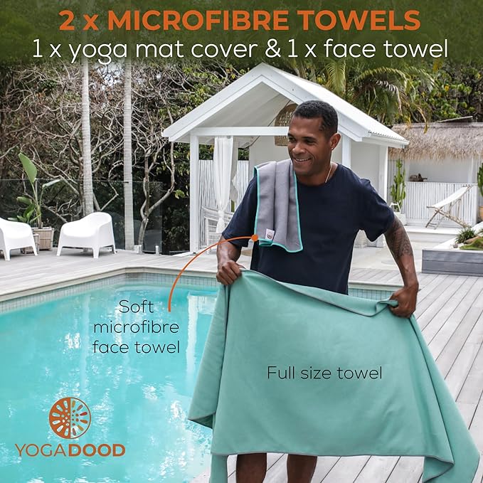 Cork Yoga Blocks + Yoga Towels Bundle - 2 Natural Cork Yoga Blocks & 2 Super-Absorbent Non-Slip Towels - Eco-Friendly, Durable & Supportive Set for Hot Yoga, Pilates, Meditation & Home Workouts