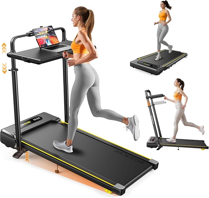 3 in 1 Under Desk Treadmill with Incline, Walking Pad with Removable Desk Workstation, Adjustable Height for Different Need, 300lbs Capacity, Foldable Compact for Home Small Office