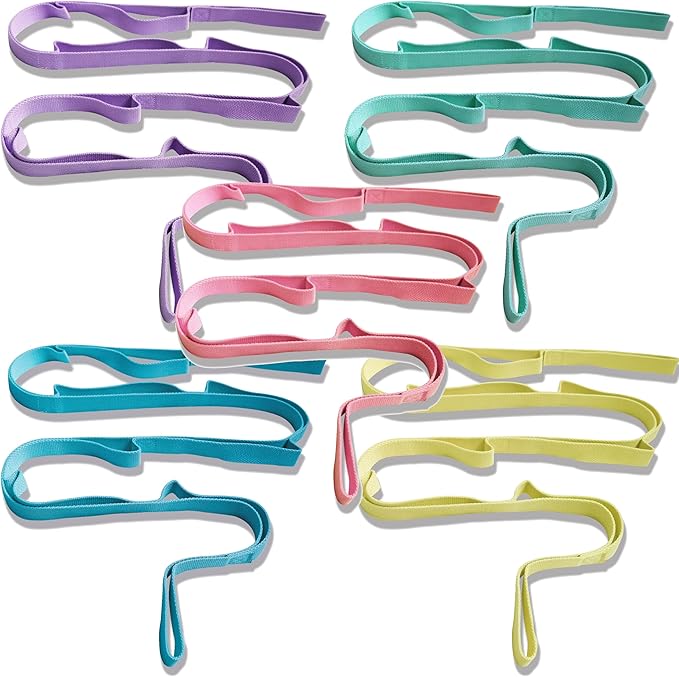 Aozora Yoga Strap Stretching Strap with Loops, Stretch Straps for Physical Therapy, 10 Loops Non-Elastic Exercise Strap for Pilates, Dance and Gymnastics