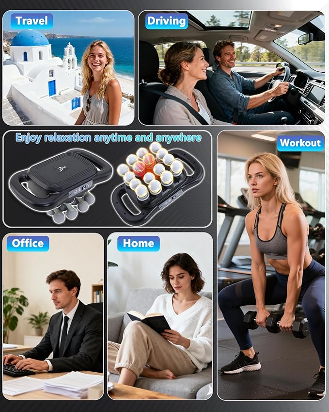 16-Head Massage Gun, Deep Tissue Percussion Massager with 9 Modes & 9 Intensities, 2600mAh Battery Back Bassager for Pain Relief Deep Tissue for Muscle Pain Relief in Back, Legs, Shoulders