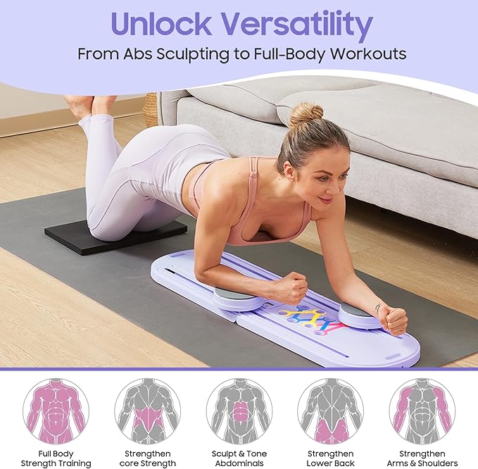 Pilates Reformer A Foldable Portable Full Body Exercise Pilates Board Unisex Multi Functional Core Strength Pilates Training Board Multifunctional Fitness Gear for Home Gyms & Studios