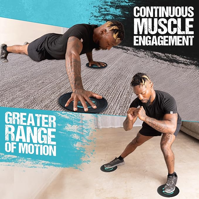 Gliding Discs for Working Out - Exercise Sliders for Carpet & Hardwood Floors 1 Pair, Authentic Workout Sliders Disc for Full Body Resistance Workout, Includes 4 Streaming Video Workouts