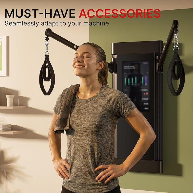 Pilates Loops Compatible with Tonal Smart Home Gym, Soft Pilates Straps for Reformer Machine, Double Loop Accessories with Sturdy Adapters, Enhanced Thickness Fitness Attachment (1 Pair)