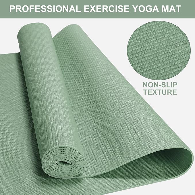 24 Pack 3 mm Thick Yoga Mat Bulk, Non Slip Exercise Workout Fitness Pad for Women Men, Gym Home Yoga Pilates, Easy to Clean, Sturdy PVC