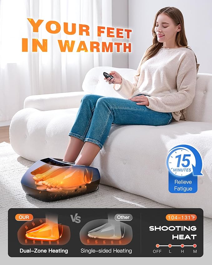 KINGJOY Foot Massager with Heat - Professional Shiatsu Deep Kneading for Neuropathy & Plantar Fasciitis Relief | 2026 Upgraded Model
