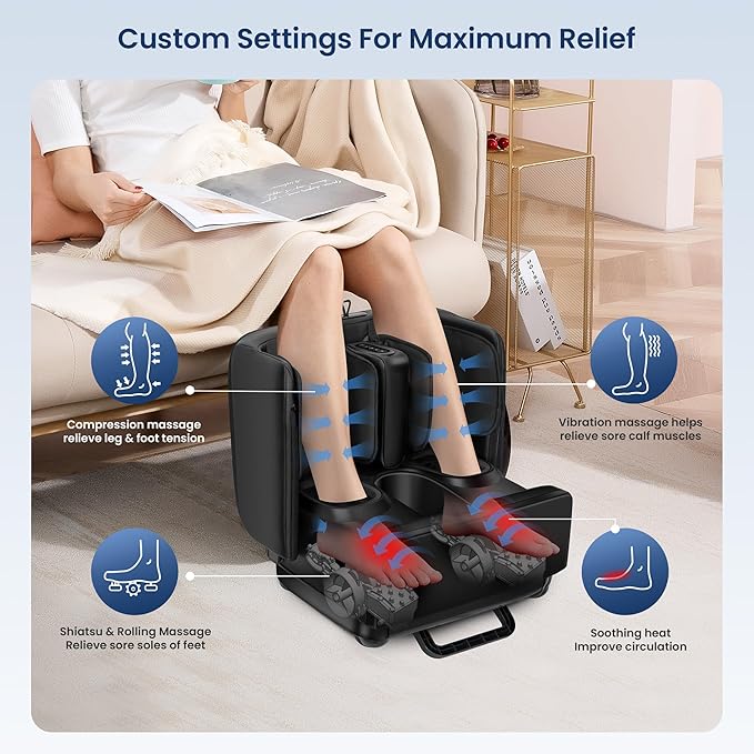 COMFIER 2 in 1 FSA Foot Massager Machine, HSA Shiatsu Foot and Calf Massager with Heat,Kneading,Vibration,Compression Massagers for Feet Health,Ankle & Leg Tired, Plantar Fasclitis,Gift for Men Women