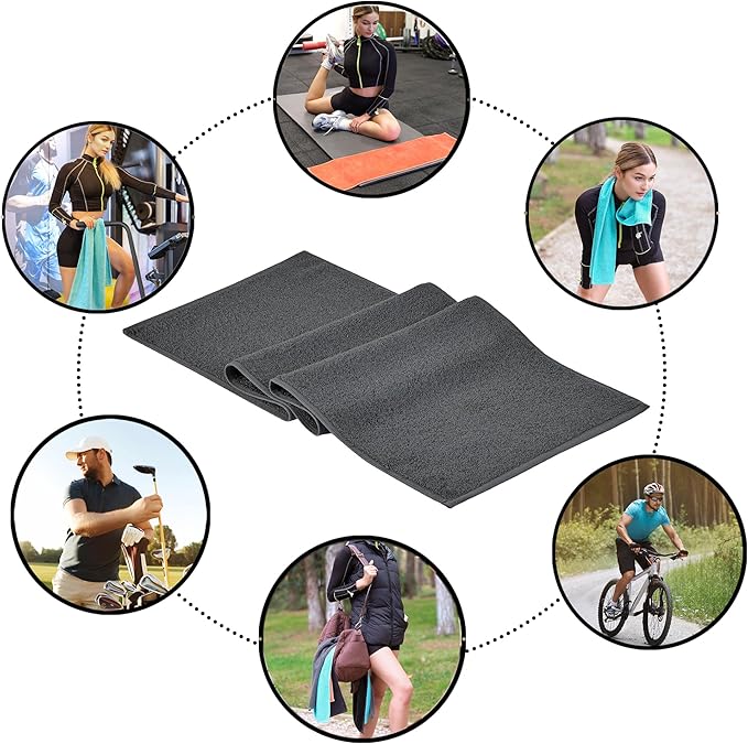 NUKURA 12’’ x 40’’ 100% Cotton Sweat Towel for Gym, Extra Soft & Durable, Ideal for Running, Walking, Outdoor Workout, Grey Neck Towels, 450 GSM