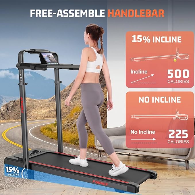 Walking Pad Treadmill with Desk Workstation, 15% Incline Treadmill with Handle Bar, Foldable Treadmills Under Desk for Home/Office, 400 lbs+ Capacity, Adjustable Height, Removable Desk, 3.5HP Motor