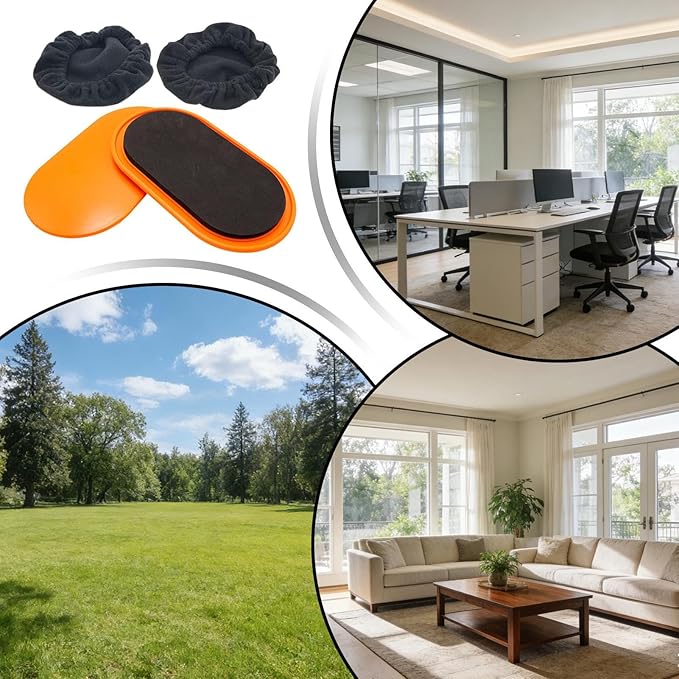 Oval Core Sliders - Fitness Gliders Sliding Discs, 7x4 Inches Training Pads with Smooth Base, Exercise Sliders, Workout Discs with Compact Design, Fitness Gear for Home Gym