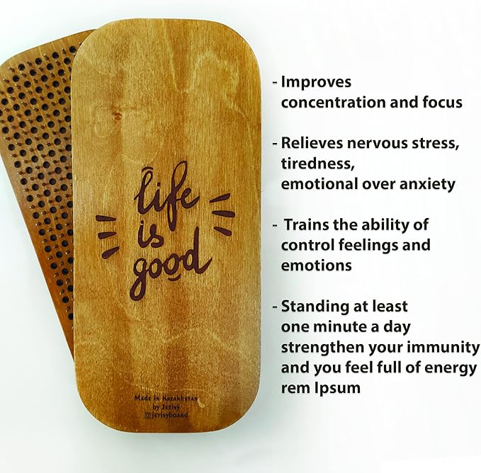 Sadhu Board for Yoga Practice, Handmade Wooden Board with Nails for Standing on Feet, Sadhu Practice Wood Board with Galvanized Nails, Relaxation Board for Acupuncture Massage, Yoga Gift