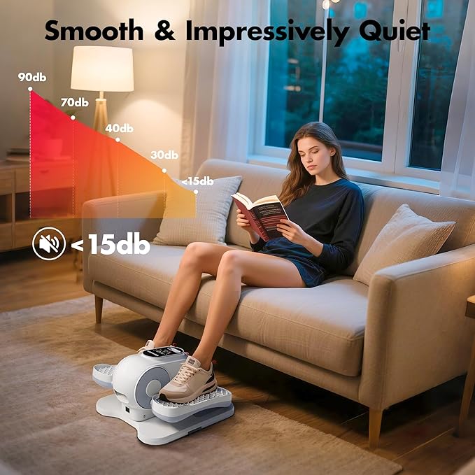 Under Desk Elliptical Machine, Leg Exerciser as Seen on TV While Sitting for Senior with Remote Control, Portable & Quiet Pedal Exerciser with 12 Adjustable Speed