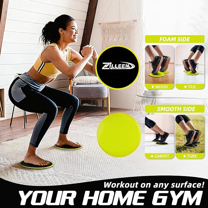 ZILLEEN Exercise Sliders for Working Out Fitness Discs for Pilates Women Men, 2 Pack