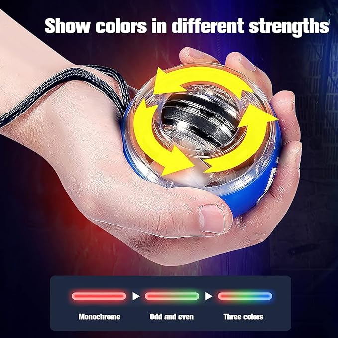 Wrist Gyro Ball and Finger Skateboard Set – Self-Starting Forearm Exerciser for Grip Strength, Hand & Finger Exerciser, （No Light Blue）, Home Gym, Workout, Rehabilitation