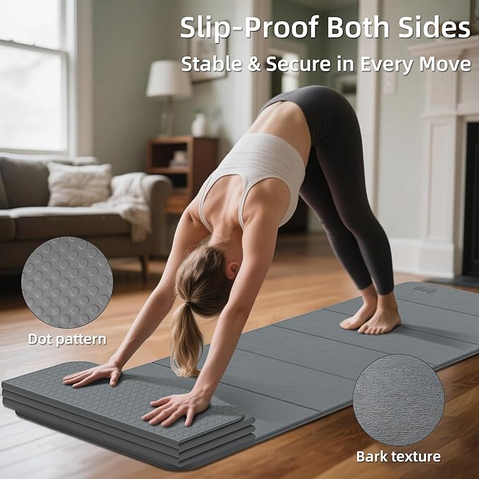 1/2 Inch Extra Thick Yoga Mat Pilates Equipment, 70"x24" Odorless Workout Mats for Home Gym, Non-slip Exercise Mats for Women Men Home Workout, Foldable Yoga Mats for Travel Camping Sleeping
