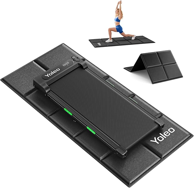 YOLEO Treadmill Mat Walking Pad Mat for Carpet, 63"x30" Foldable Exercise Equipment Mats - 1/4" Thick Non-Slip, Shock Absorbing, Hardwood Floor Protection for Exercise Bike/Weight Bench/Treadmill/Yoga