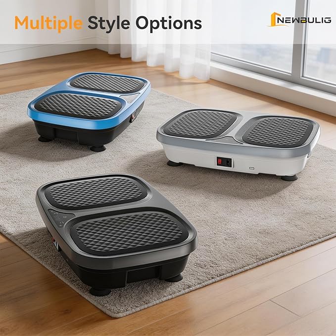NEWBULIG Vibration Plate, Whole Body Workout Vibrating Platform with LED Touch Screen & Pull Ropes for Weight Loss & Muscle Toning, Home Gym Fitness Equipment with Remote Control for Women Men, Black