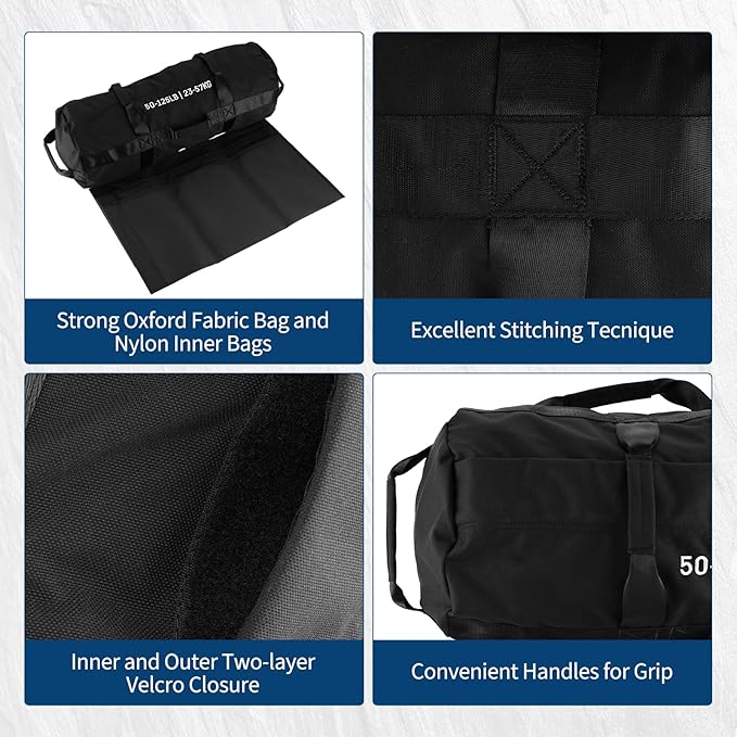 Sandbags for Workout,Adjustable Sand Bags for Fitness,Yoga, Strength Training and Full-Body Workouts,Black