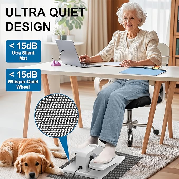 VIVURN-018 Under Desk Elliptical 12 Speed 5 Modes Mini Motorized Leg Exerciser While Sitting for Seniors As Seen on TV with Non-Slip Mat Quiet & Portable Electric Pedal Exerciser for Home and Office