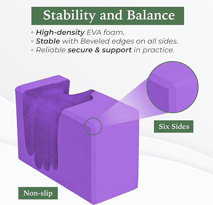 Yes4All Yoga Blocks 2 Pack Wrist Support, Comfort, and Grip Strength, Support for Balance Fitness and Exercise, EVA Foam Blocks Pilates Yoga Brick Yoga Accessories