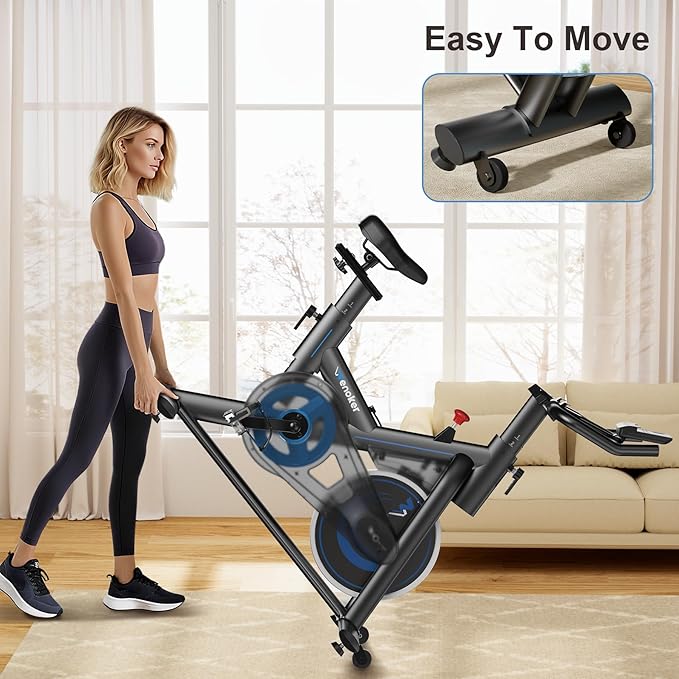 Magnetic Exercise Bike for Home – Adjustable Silent Spin Bike with 350lb Capacity, APP Connectivity, LCD Monitor & Device Holder – Indoor Cycling Bike for Cardio & Weight Loss