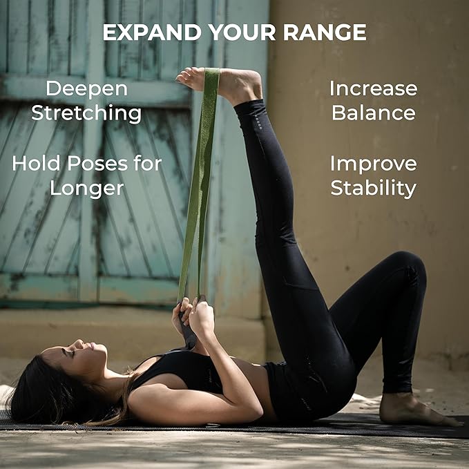 Sunshine Yoga 10-Pack Yoga Strap, 8-Foot Yoga Straps With Anti-Slip D-Ring Buckle, Adjustable Leg Stretching Strap, Exercise Stretch Strap for Muscle and Hamstring Stretch