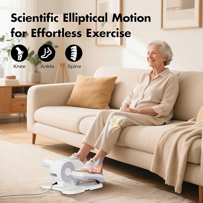 Under Desk Elliptical Machine, Leg Exerciser as Seen on TV While Sitting for Senior with Remote Control, Portable & Quiet Pedal Exerciser with 12 Adjustable Speed