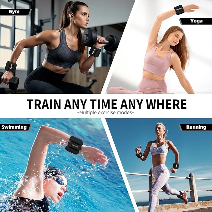 Wrist Weights, Silicone Adjustable Ankle Weights for Women Men - Strengthen Arms and Legs Ideal for for Home Gym Workout, Running, Yoga, Pilates, Barre, Exercise, Strength Training