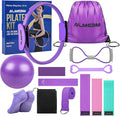 Pilates Ring Kit for Women and Men - 15 inch Magic Circle Exercise Ring and Ball Set for Home Workout Equipment - Dual Padded Handles Ring and Resistance Bands Set for All Fitness Lovers