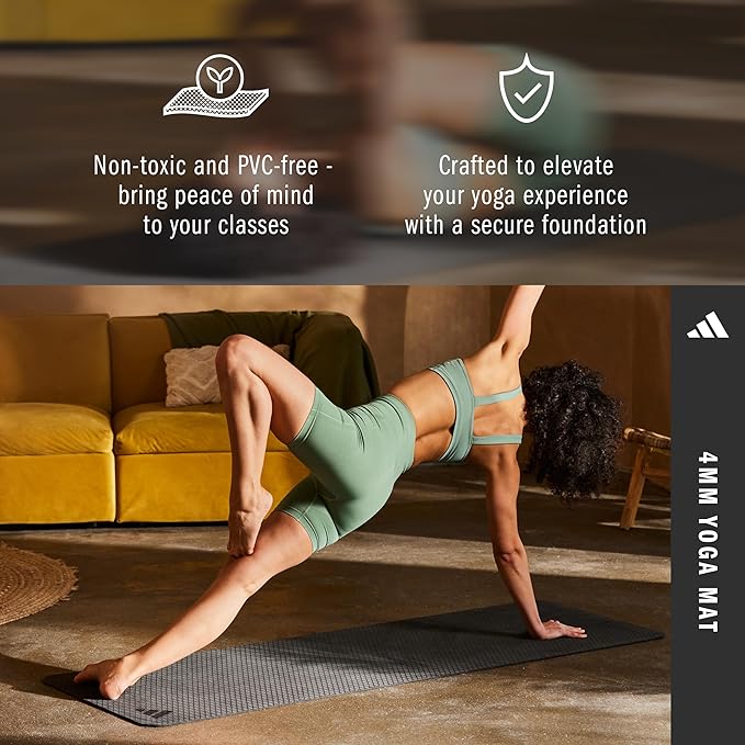 adidas Yoga Mat - Eco Friendly - Non Slip, Durable Textured Surface