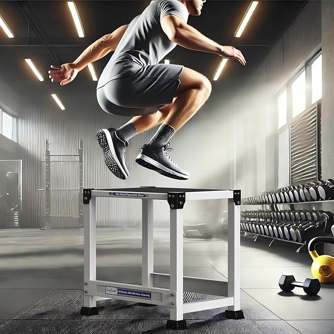 GanFindX Steel Plyometric Jump Box,12/18 Inch Heavy Duty Plyo Platform, Non-Slip Workout Step Box for Home Gym, Agility, Strength & Conditioning Training