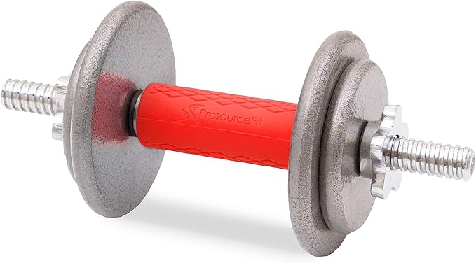 ProsourceFit Thick Grips for Dumbbell and Barbell, 1.9-in Axle Bar Adapter for Weightlifting and Strength Training (Red)