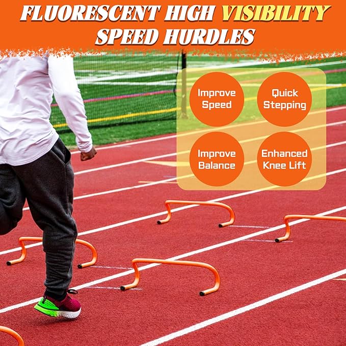 6 Pack 6'' Speed Agility Training Hurdles - Detachable Agility Training Hurdles, Speed Training Agility Hurdles, Speed and Agility Training Equipment for Athletes, Soccer, Basketball Training