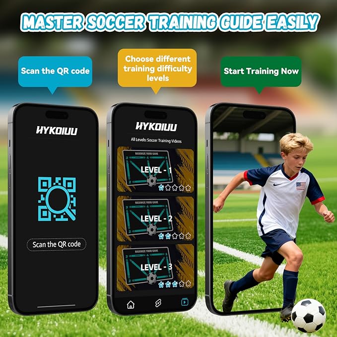 Soccer Training Mat With Instructional Video Improve Strength,Agility And Coordination Soccer Training Equipment For Footwork And Ball Mastery Non-Slip Silent Equipment For All Ages Football Footwork Mat