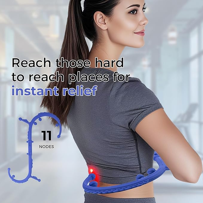 Massage Stick,Handheld Trigger Point Back and Neck Massager Cane, Deep Tissue Self Massage Tool for Muscle Knots and Myofascial Release,for Pain Relief and Muscle Recovery,Blue