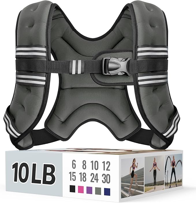 Weighted Vest for Women & Men with Reflective Stripe and Adjustable Buckle, Comfortable & Durable Rucking Vest for Walking, Running & Strength Training