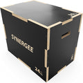 Synergee 3 in 1 Non-Slip Plyometric Box for Jump Training and Conditioning. Wooden Plyo and Soft Plyo Box All In One Jump Trainer. Sizes 20/18/16, 16/14/12