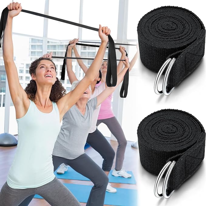 Leyndo Yoga Strap Stretching Pilates Exercise Adjustable Straps 6 ft Non Elastic Yoga Belt with Adjustable D Ring Buckle for Pilates Gym Workouts Fitness