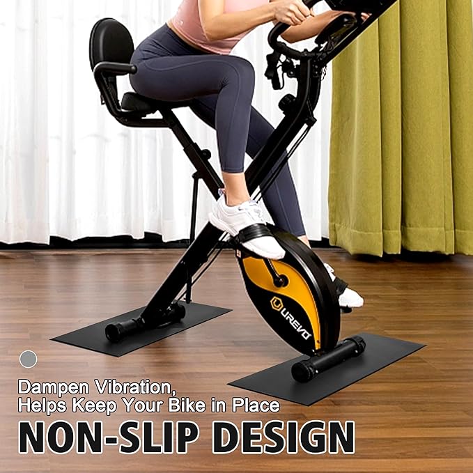 Bike Mat | 2Pack, 30" x 12" Exercise Bike Mat/Treadmill Mat for Hardwood Floors or Carpet, Non-Slip Sweat-Proof Exercise Equipment Mat for Bike Trainer/Stationary Spin Bike