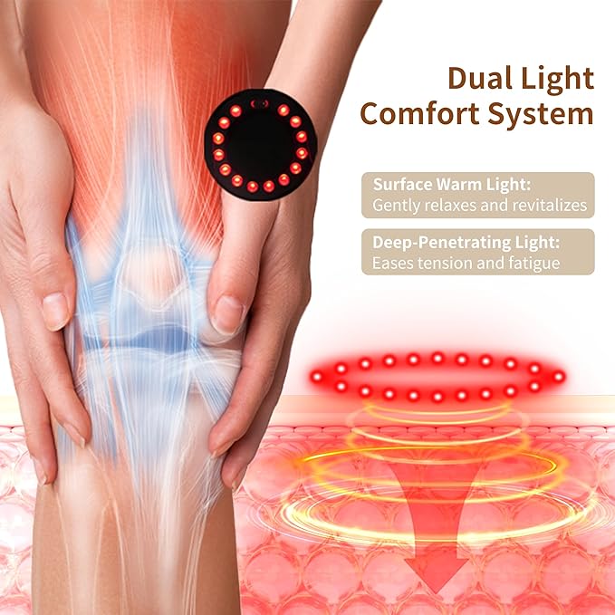 Nekteck Knee Massager, Cordless Knee Massage for Pain Relief with 3 Heating Levels & Vibration Modes, Smart Knee Massage with Heat, Gentle Lights, FSA Eligible Ideal Gifts for Men Women Him Her