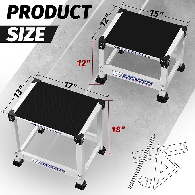 GanFindX Plyometric Jump Box Set, 12/18/24 Inch Steel Plyo Box, Heavy Duty Plyometric Platform with Anti Slip Surface, Fitness Exercise Step Up Box for Home Gym Training, Agility and Strength Conditioning