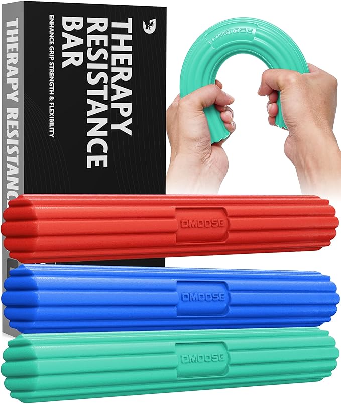 DMoose Fitness Flex Resistance Bar for Physical Therapy - Non-Slip Odorless Material, Exercise Bar for Tennis & Golfers Elbow Tendonitis Relief - Wrist and Forearm Strengthener & Grip Strength Trainer