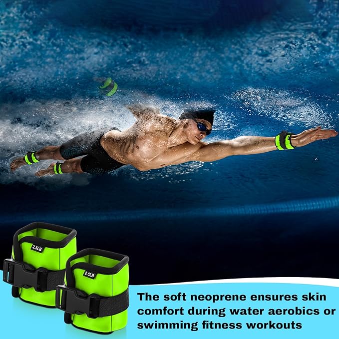 2 Pairs Ankle Wrist Weights for Land or Aquatic Exercise Aqua Cuffs Aqua Aerobics Fitness Bands for Ankle and Wrist Adjustable Weights for Swimming Pool Workout Equipment