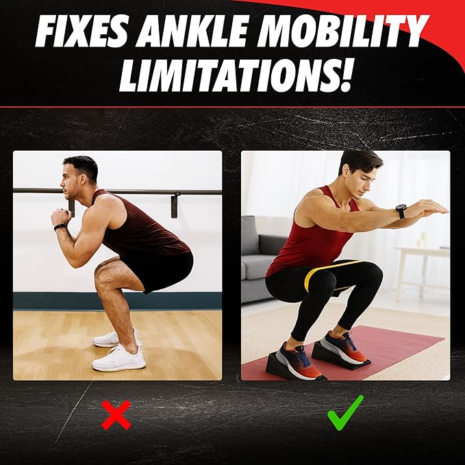 Squat Wedge Block – Heel Elevated Squat Platform for Deep Squats, ATG Training, Ankle Mobility, 4-Angle Adjustable Slant Board for Calf Stretching, Knee Pain Relief, 440 lbs