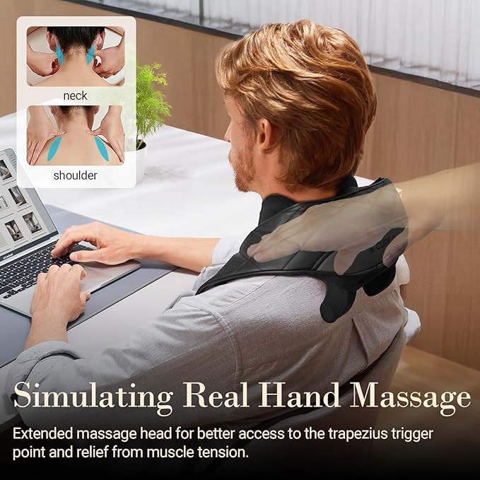 Cordless Neck Massager FSA Eligible HSA Store, Upgarded Deep Tissue Kneading Shoulder Massager with Heat, Electric Shiatsu Massager Pillow for Neck and Shoulder, Gifts for him her